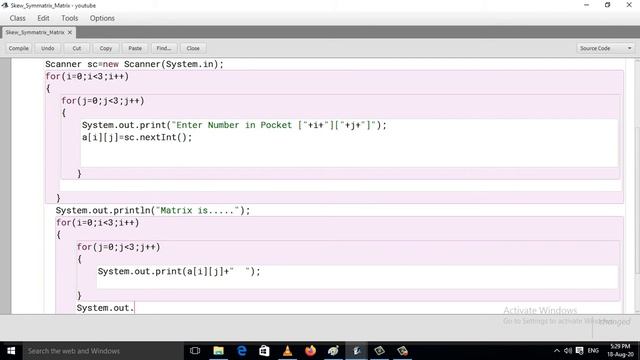 Java Program To Check If A Given Matrix Is Skew Symmetric Matrix Or Not (Hindi) смотреть онлайн