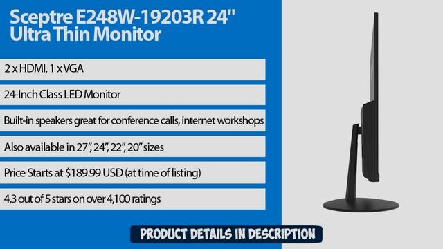 Sceptre E248W-19203R 24" Ultra Thin 75Hz 1080p LED Monitor ✅ (Review) смотреть онлайн
