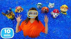 Ищем игрушки Щенячий патруль в аквапарке и на пляже! Детское шоу Тойклаб