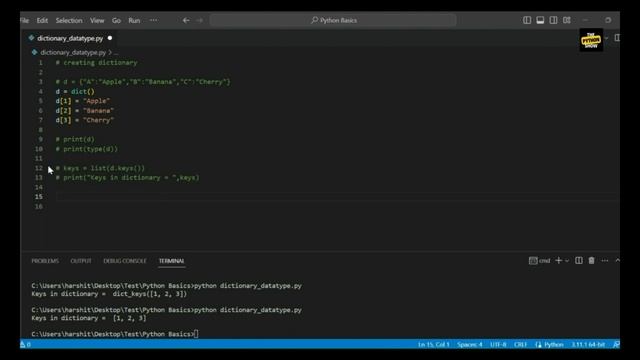 43. Dictionary Datatype and its methods in python смотреть онлайн