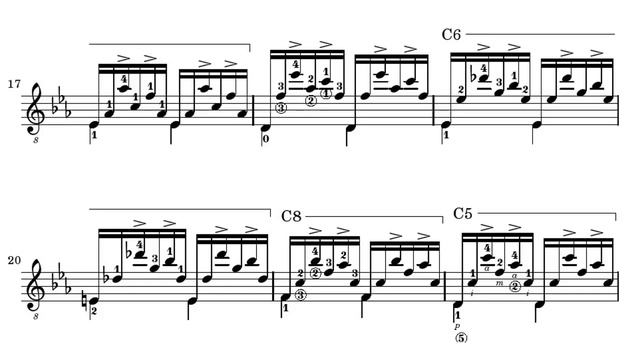 Agustín Barrios Mangoré - Prelude in Cm for Guitar (Score video) смотреть онлайн