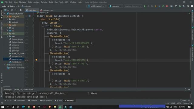 Flutter Make a phone call, send sms, send email, Load a URL using url launcher смотреть онлайн