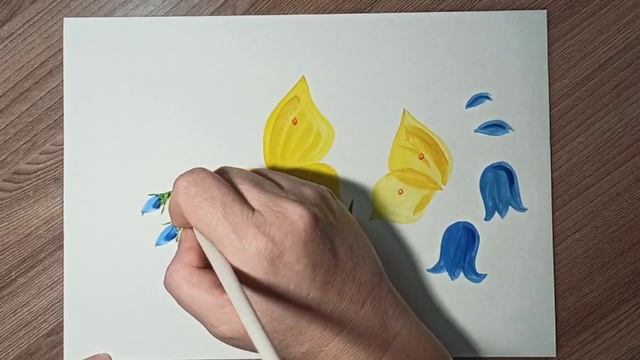 Бабочка - Лимонница, как нарисовать гуашью. смотреть онлайн