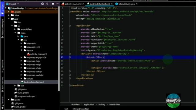 #8 dars AndroidManifest Android Studio смотреть онлайн