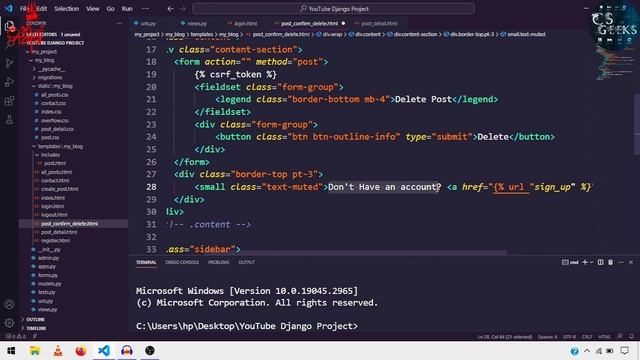 Django Blog Class #15:--Deleting Post Page in Django Blog Project смотреть онлайн