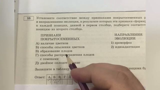 ЕГЭ. БИОЛОГИЯ. 16 задание, разбор смотреть онлайн