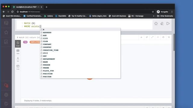 NEO4J|NEO4J TUTORIAL|Neo4j Python|Uses of Exists() clause In Neo4j Cypher|PART:71 смотреть онлайн