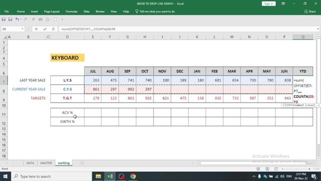 Offset with CountA function in Excel смотреть онлайн