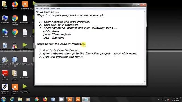 Execution of simple java program in cmd and and NetBeans..... смотреть онлайн