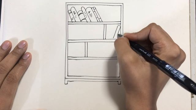 Draw a bookshelf easy step by step tutorial | Simple sketchbook ideas | смотреть онлайн