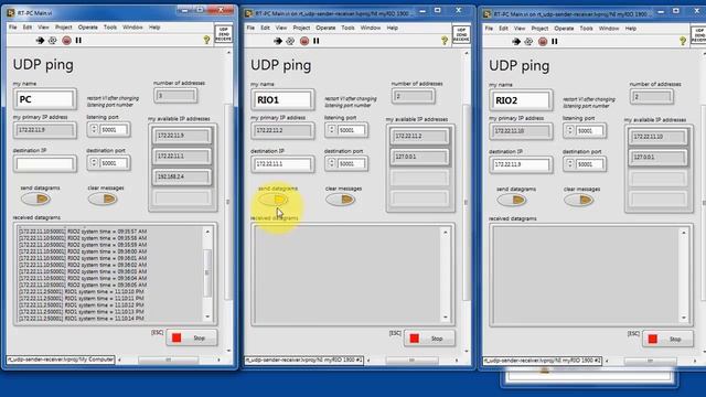 LabVIEW code: UDP sender and receiver and "UDP ping" application (expected results) смотреть онлайн