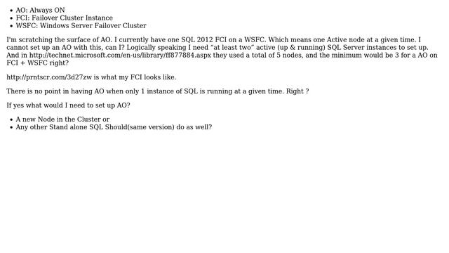 Min no. of replicas to set up SQL Server Always ON over a Failover Cluster on a Windows Cluster смотреть онлайн