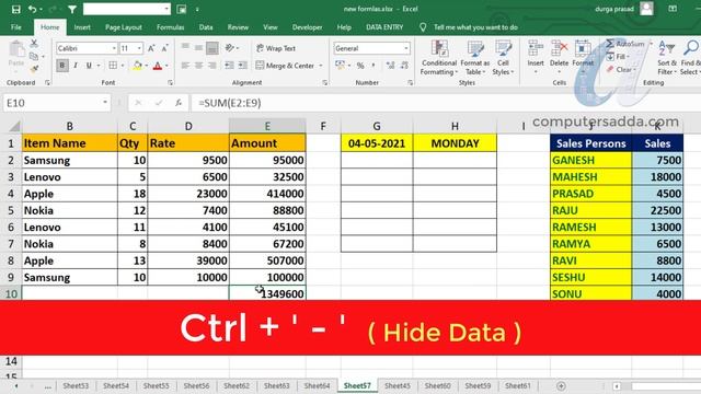 ? 35 Ms-Excel Shortcut Keys Telugu  ||   ఎక్సెల్ షార్టుకట్స్ తెలుగులో  ||Computersadda.com