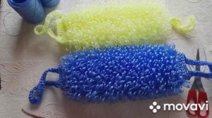 Как связать мочалку с вытянутыми петлями крючком.