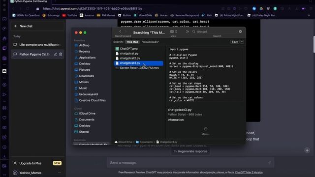 chatgpt draws a cat in python turtle, pygame, and PIL смотреть онлайн