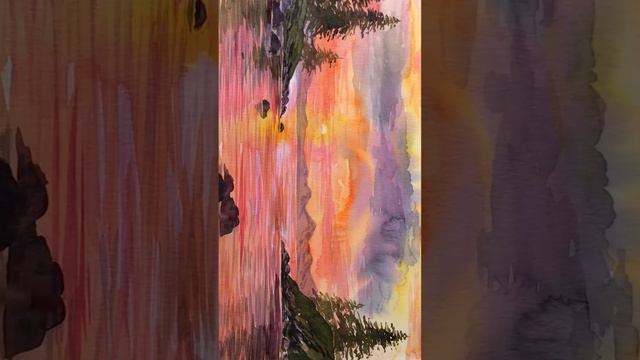 Рисуем пейзаж с закатом смотреть онлайн