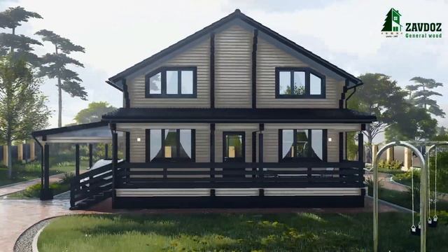 Деревянный дом из клееного бруса. Проект дома 14081. смотреть онлайн