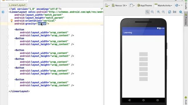 3 LinearLayout Gravity смотреть онлайн
