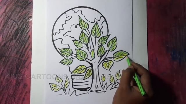 How to Draw Save Trees / Save Energy / Save Earth Poster Drawing смотреть онлайн