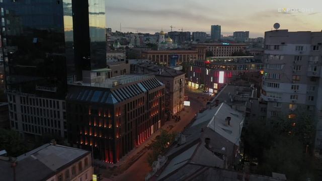 Architectural lighting of STROOM business center, Dnipro | Expolight смотреть онлайн