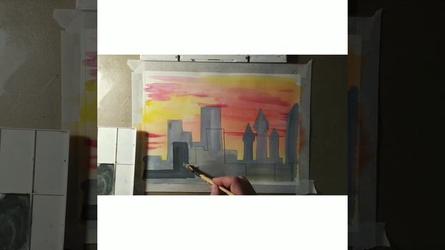 Рисуем городской пейзаж смотреть онлайн