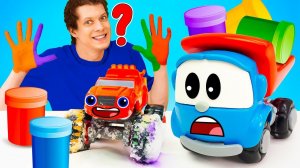 Веселая Школа: Рисуем с машинками пальчиковыми КРАСКАМИ — Развивающие мультики для малышей