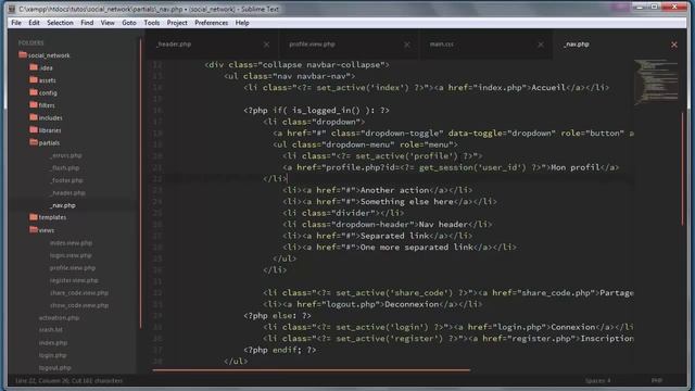 CRÉER UN RÉSEAU SOCIAL POUR DÉVELOPPEURS EN PHP - 30 - Dropdown Menu смотреть онлайн