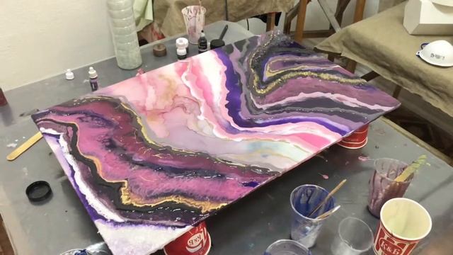 Картина срез камня эпоксидной смолой #Resinart