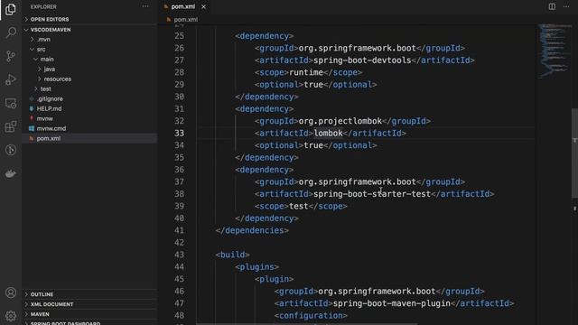 Maven Spring Boot project creation in vscode. смотреть онлайн