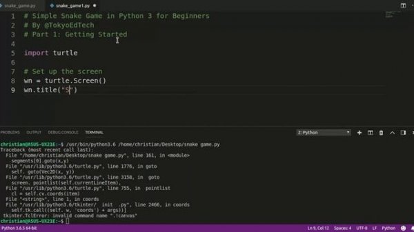 Python Game Programming Tutorial: Snake Game Part 1
