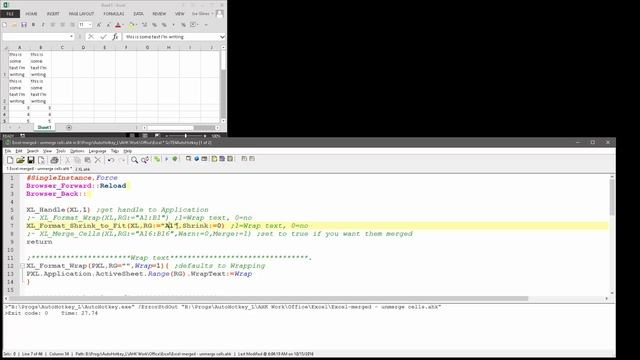 Merging, Shrinking, and Wrapping cells in Excel with AutoHotkey смотреть онлайн