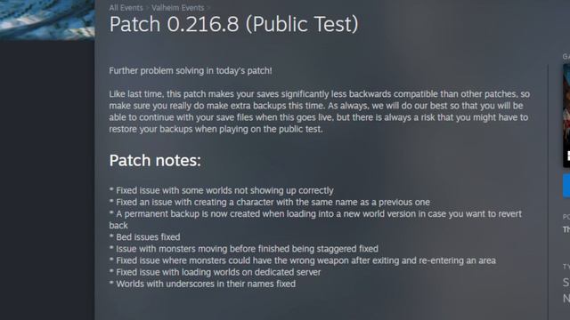 Valheim Public Test Patch 0.216.8 Patchnotes Are Small But Sweet!!! смотреть онлайн