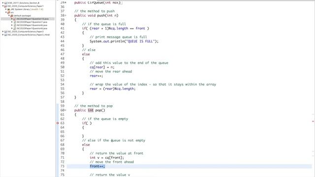 Class XII 2020 ISC Computer Science Paper-1 Q-10 Solved | Java | Implement a Circular Queue смотреть онлайн