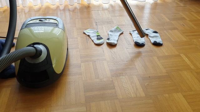 Vacuuming up white socks with miele vacuum смотреть онлайн