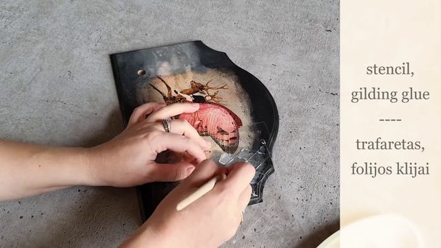Decoupage Tutorial - How To Use Metallic Foil With A Stencil #decoupage #gildingfoil #metallicfoil