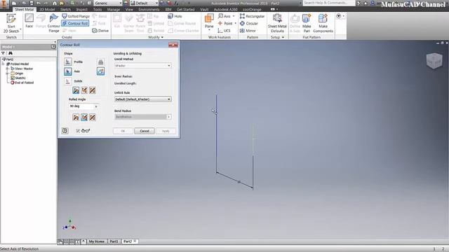 Inventor Sheet Metal Cylinder Tutorial With Contour Roll Command смотреть онлайн