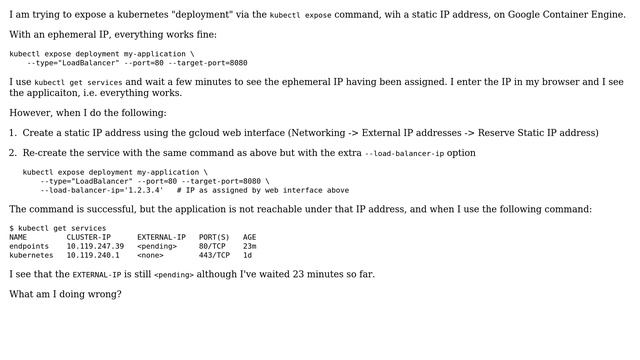 Static IP with "kubectl expose" on Google Container Engine stays in ＜pending＞ state forever смотреть онлайн
