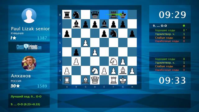 Chess Game Analysis: Алханов - Paul Lizak senior : 1-0 (By ChessFriends.com) смотреть онлайн