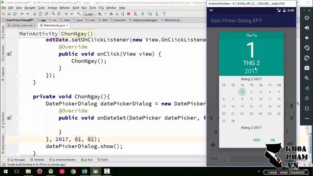 Lập trình Android A-Z - Bài 71: Date Picker Dialog смотреть онлайн