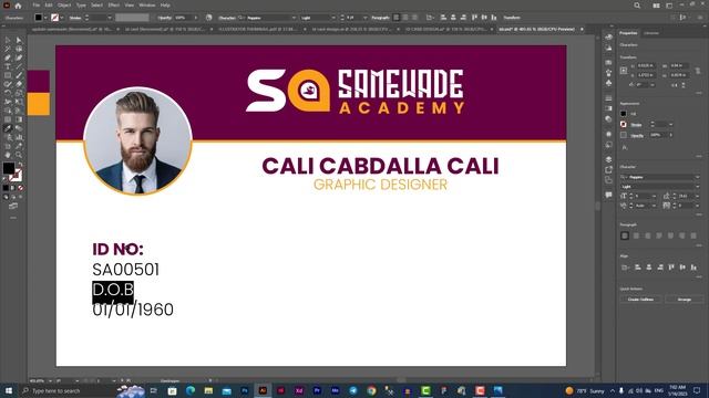 HORIZONTAL ID CARD DESIGN | BARO SIDA LOO SAMEEYO ID CARD JIIF AH | ADOBE ILLUSTRATOR | смотреть онлайн