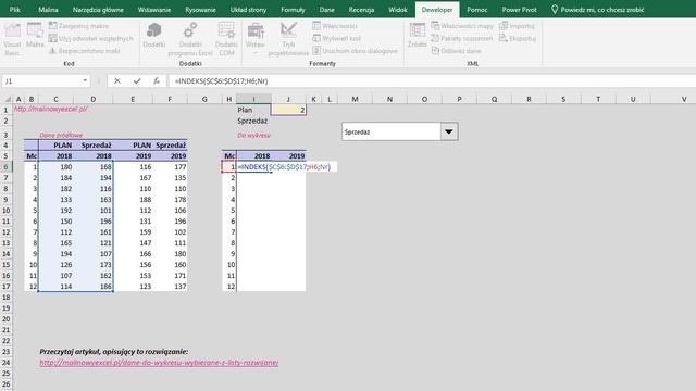 Excel: Dane na wykresie wybierane z listy rozwijanej смотреть онлайн