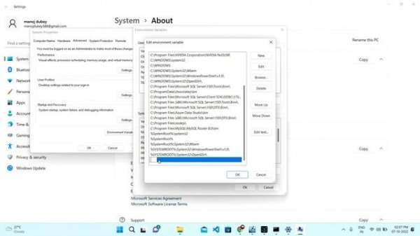 How to set Java path using environment variable in windows 11.