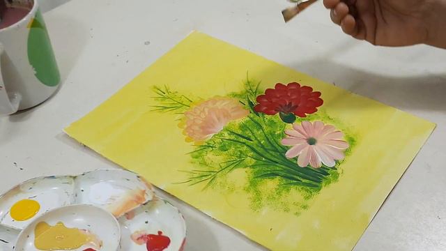 One stroke flower arrangement | daisy, carnation. peony | step by step tutorial |DIY Thanks Francin смотреть онлайн