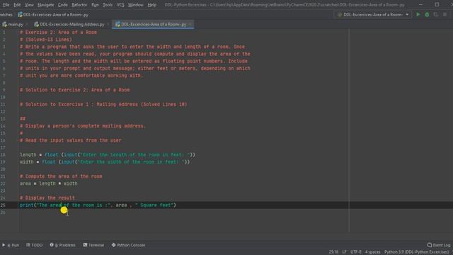 Data Deep Look | Python | Solution to Exercises | Two 2 | Area Of A Room смотреть онлайн