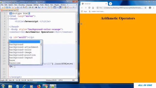 Arithmetic operators in JavaScript in Hindi || JavaScript tutorial for beginners 8th to advanced|| смотреть онлайн