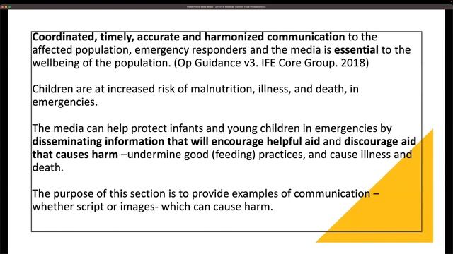 Communicating Infant and Young Child Feeding during emergencies and the role of media. (English) смотреть онлайн