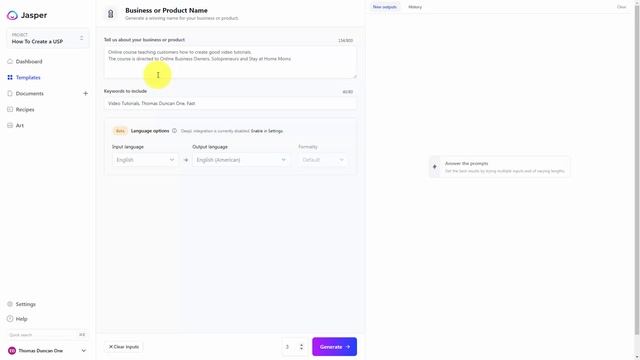 AI Writer Jasper tutorial 0016 Create A Product Name With Jasper смотреть онлайн
