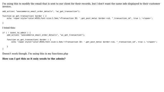 Wordpress: WooCommerce Admin Only Email Hook смотреть онлайн