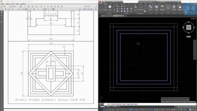 AI의 AutoCAD 17강-2 XLine, Offset, Trim, Extend 종합실습예제풀이 смотреть онлайн