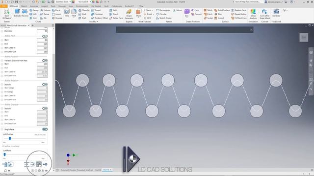 Tutorial 8 - Double Threaded Shaft - The Feed Scroll Generator Addin for Autodesk Inventor смотреть онлайн